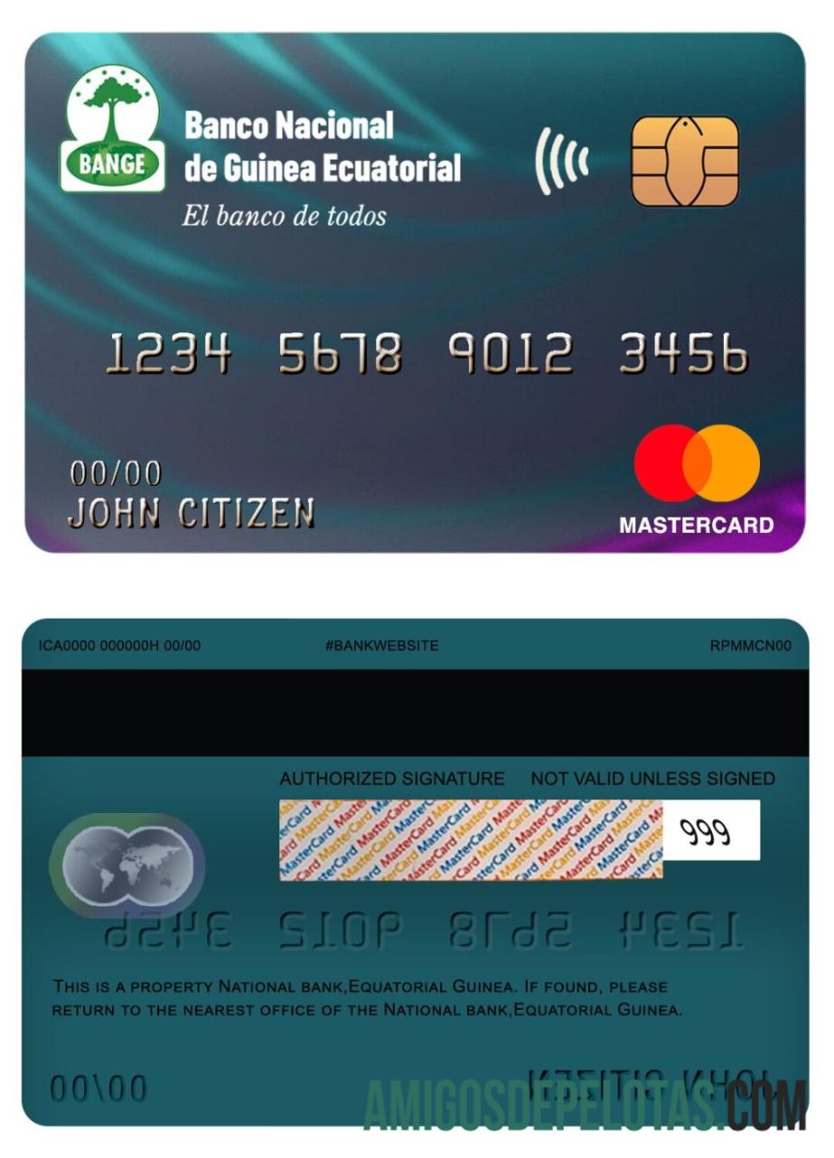 Mastercard do Banco Nacional da Guiné Equatorial exemplo real